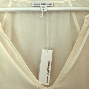 JAMES PERSE | Cream Linen Peasant Blouse  4 (L)